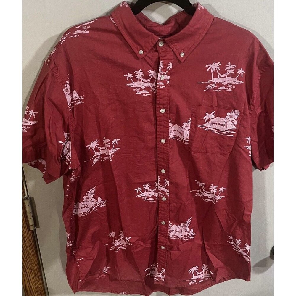 Sonoma Mens Flexwear Red Vacay Golf Holiday Button Down Shirt Stretch - Size XL